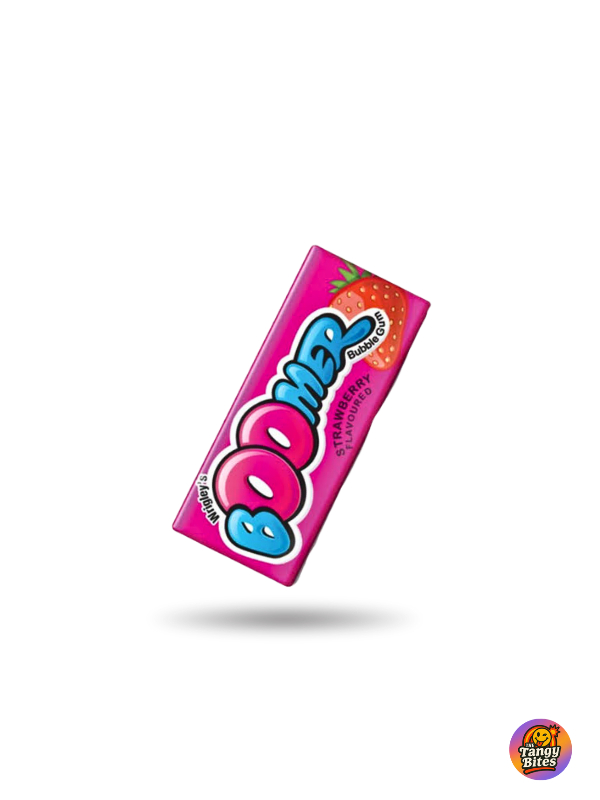 boomer strawberry flavour bubble gum at the tangy bites